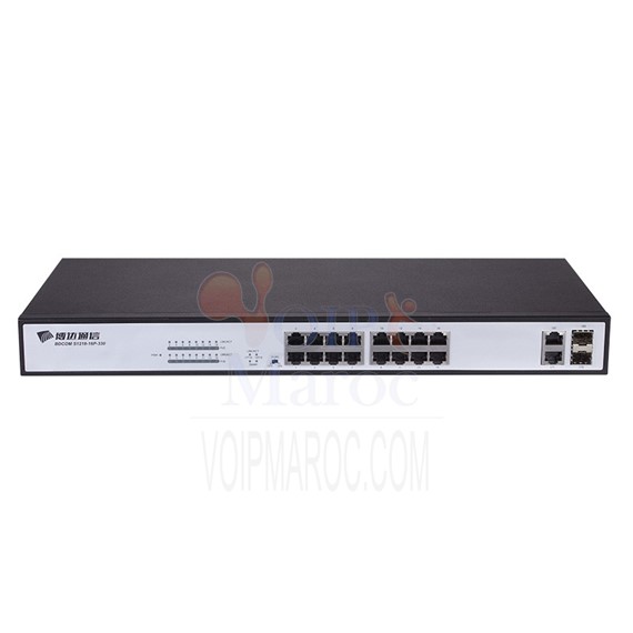 Switch 16‐port 100M PoE   2 gigabit combo Base‐T rackable S1218‐16P‐330
